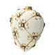 Heart Shaped Christmas bauble in blown glass with ivory and gold decorations 100mm s2