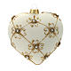 Heart Shaped Christmas bauble in blown glass with ivory and gold decorations 100mm s3