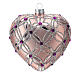 Heart Shaped Christmas bauble in blown glass with pink and violet decorations 100mm s1