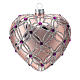 Heart Shaped Christmas bauble in blown glass with pink and violet decorations 100mm s2