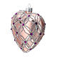 Heart Shaped Christmas bauble in blown glass with pink and violet decorations 100mm s3