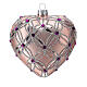 Heart Shaped Christmas bauble in blown glass with pink and violet decorations 100mm s4