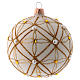 Christmas bauble in ivory blown glass, red and gold decoration 100mm s1
