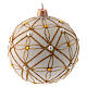 Christmas bauble in ivory blown glass, red and gold decoration 100mm s2