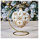 Bola de Navidad corazón de vidrio soplado marfil decoraciones oro y rojo 100 mm s2