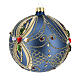 Christmas bauble in blue and gold blown glass 100mm s2