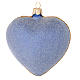 Heart Shaped Christmas bauble in blue glass with gold decorations 100mm s2