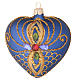 Cuore per Albero di Natale vetro blu decoro oro 100 mm s1