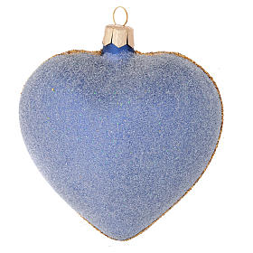 Coração para árvore de Natal vidro azul decoração ouro 100 mm