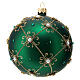 Weihnachtskugel aus mundgeblasenem Glas Grundton Grün mit goldenen Verzierungen 100 mm s4