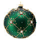 Christmas bauble in green and gold blown glass 100mm s1
