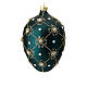 Oval Christmas bauble in green and gold blown glass 130mm s6