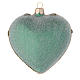 Heart Shaped Christmas bauble in green glass with gold decorations 100mm s2