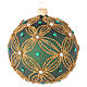 Christmas bauble in green blown glass with gold decoration 100mm s1