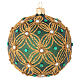Christmas bauble in green blown glass with gold decoration 100mm s2