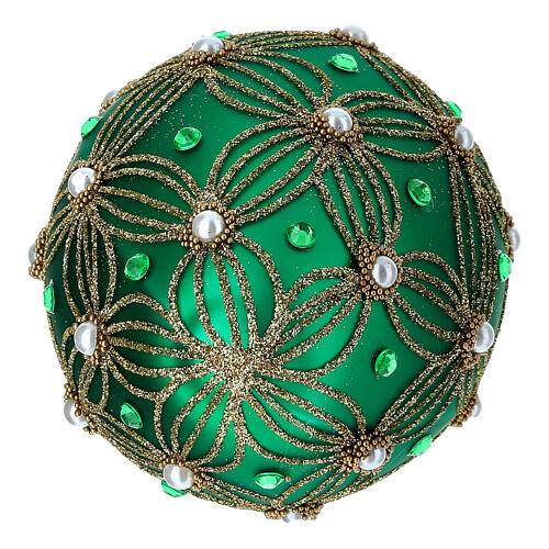 Palla uovo vetro soffiato verde decoro oro 130 mm 4