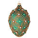 Oval Christmas bauble in green blown glass with gold decoration 130mm s1