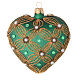 Cuore vetro soffiato verde decoro oro 100 mm s1