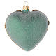 Heart Shaped Christmas bauble in green blown glass with gold decorations 100mm s2