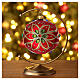 Bola de Navidad de vidrio rojo y decoración floral verde 100 mm s2