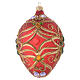 Bola de Navidad oval de vidrio rojo y decoración floral verde 130 mm s2