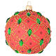 Christmas bauble in red blown glass with green stones 100mm s2