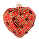 Heart Shaped Christmas bauble in red blown glass with red stones 100mm s1