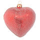 Heart Shaped Christmas bauble in red blown glass with red stones 100mm s2