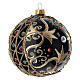 Weihnachtskugel aus Glas Grundton Schwarz mit goldenen Verzierungen und roten Schmucksteinen 100 mm s4