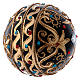 Bauble in black and gold blown glass with red stones 100mm s3