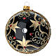 Bauble in black and gold blown glass with red stones 100mm s1