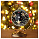 Bola de Navidad vidrio negro y oro y piedras rojas 100 mm s2