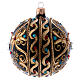 Bauble in black and gold blown glass with red stones 100mm s2