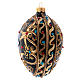 Oval bauble in black and gold blown glass with red stones 130mm s2
