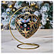 Heart Shaped bauble in black and gold blown glass with red stones 100mm s2