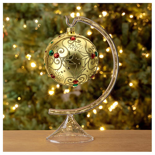 Bombka bożonarodzeniowa szkło dmuchane koloru złotego kamyczki 100mm 3