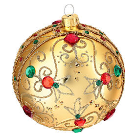 Bauble in gold blown glass with stones 100mm