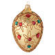 Oval bauble in gold blown glass with stones 130mm s1