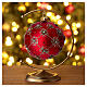 Bola de Navidad con perlas, de vidrio soplado rojo y oro 100 mm s2