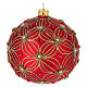 Bauble in red and gold blown glass with pearls 100mm s3