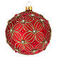 Bola de Navidad de vidrio soplado rojo con perlas y decoraciones oro 100 mm s1