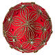 Bauble in red and gold blown glass with pearls 100mm s4