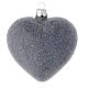 Heart Shaped bauble in blue blown glass with pearls and silver decorations 100mm s2