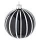 Bauble in black blown glass with silver stripes 80mm s2