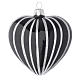 Heart Shaped Bauble in black blown glass with silver stripes 100mm s2