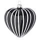 Heart Shaped Bauble in black blown glass with silver stripes 100mm s3