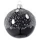 Bauble in black blown glass with glitter 80mm s1