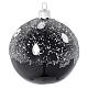 Bauble in black blown glass with glitter 80mm s2