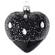 Heart Shaped Bauble in black blown glass with glitters 100mm s1