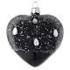 Heart Shaped Bauble in black blown glass with glitters 100mm s2